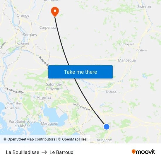La Bouilladisse to Le Barroux map