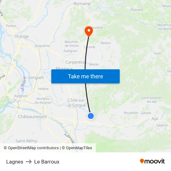 Lagnes to Le Barroux map