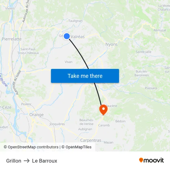 Grillon to Le Barroux map