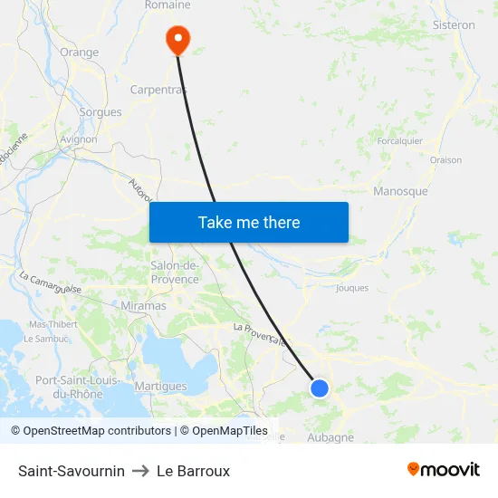 Saint-Savournin to Le Barroux map