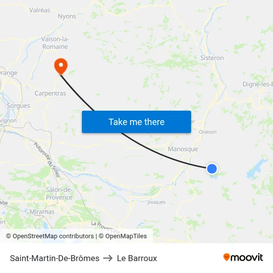 Saint-Martin-De-Brômes to Le Barroux map