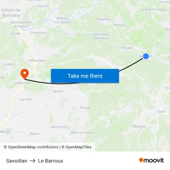 Savoillan to Le Barroux map