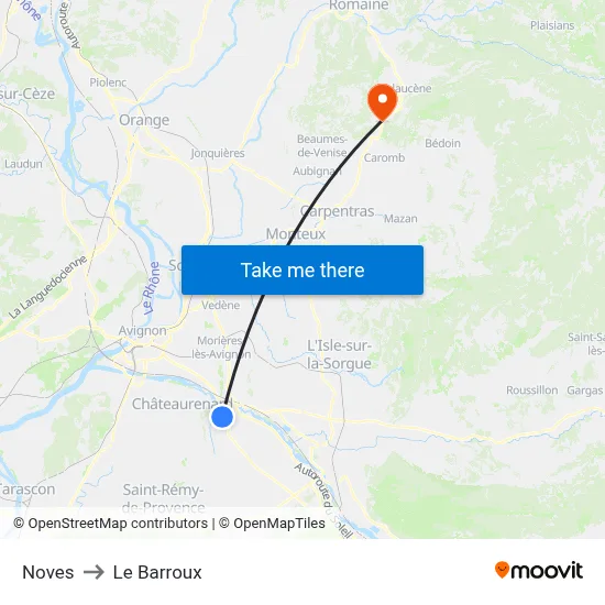 Noves to Le Barroux map
