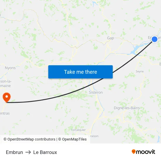 Embrun to Le Barroux map