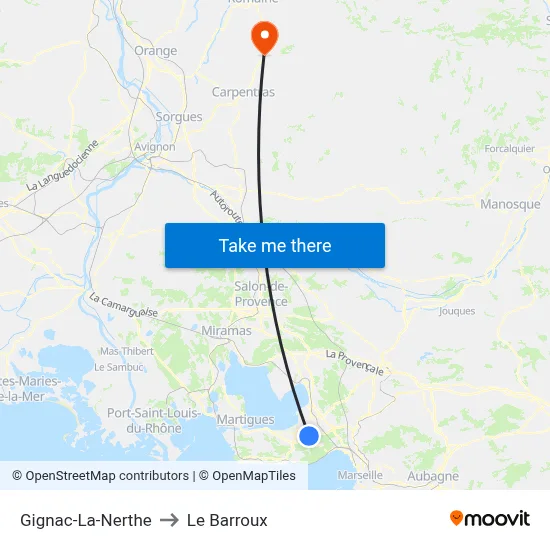 Gignac-La-Nerthe to Le Barroux map