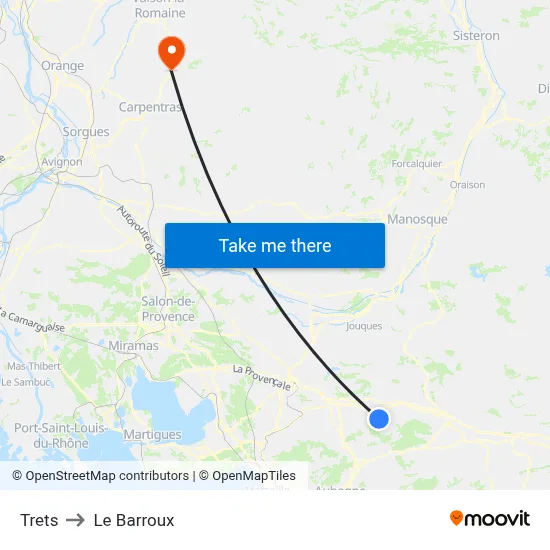 Trets to Le Barroux map