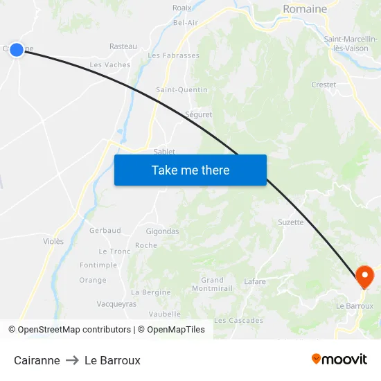 Cairanne to Le Barroux map
