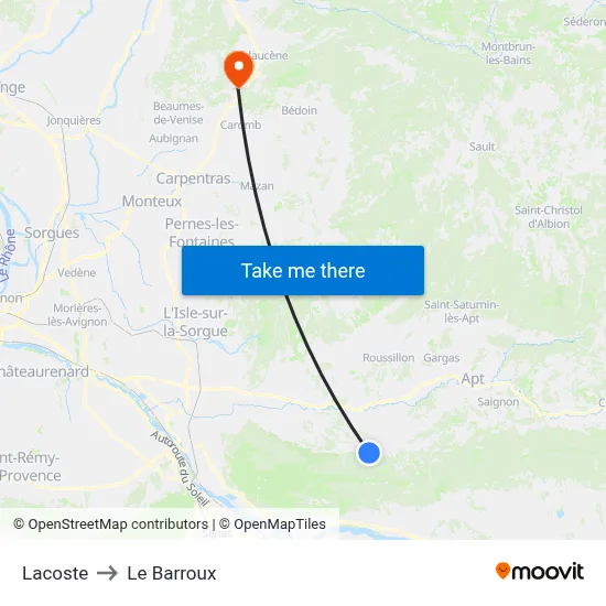 Lacoste to Le Barroux map