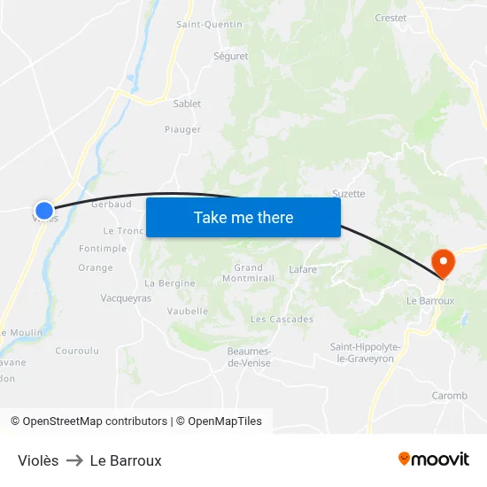 Violès to Le Barroux map