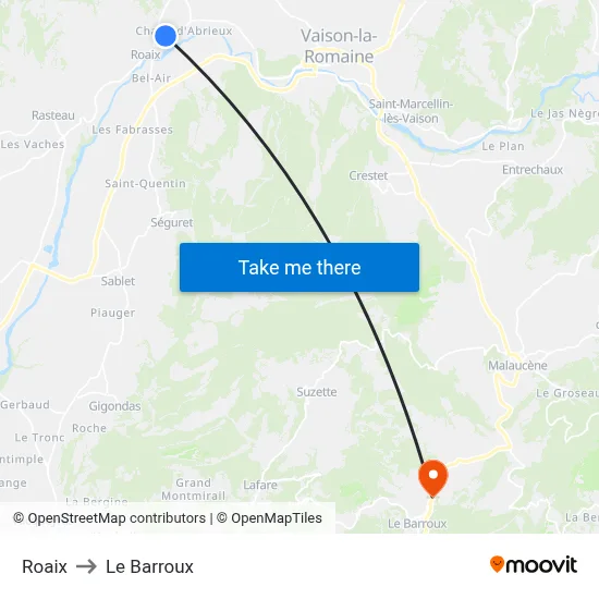 Roaix to Le Barroux map