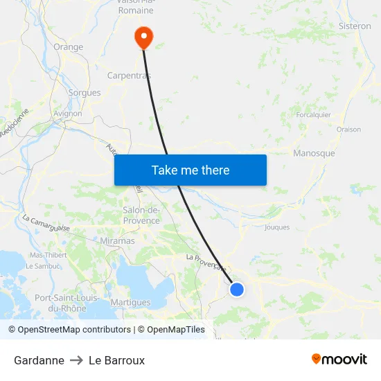 Gardanne to Le Barroux map