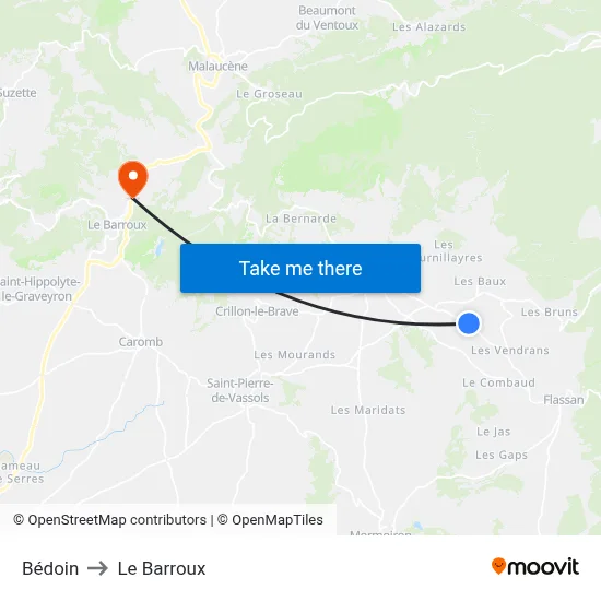 Bédoin to Le Barroux map