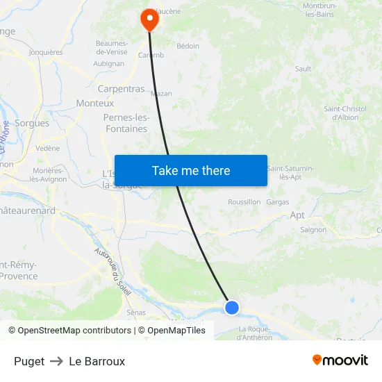 Puget to Le Barroux map