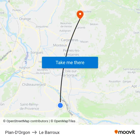 Plan-D'Orgon to Le Barroux map
