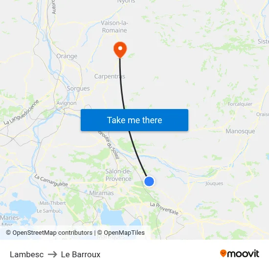Lambesc to Le Barroux map