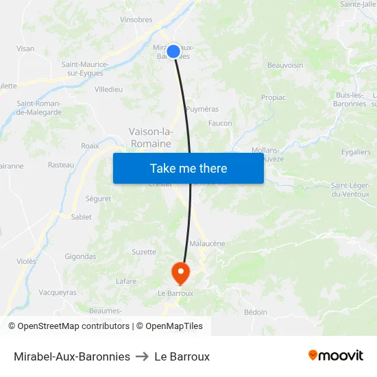 Mirabel-Aux-Baronnies to Le Barroux map