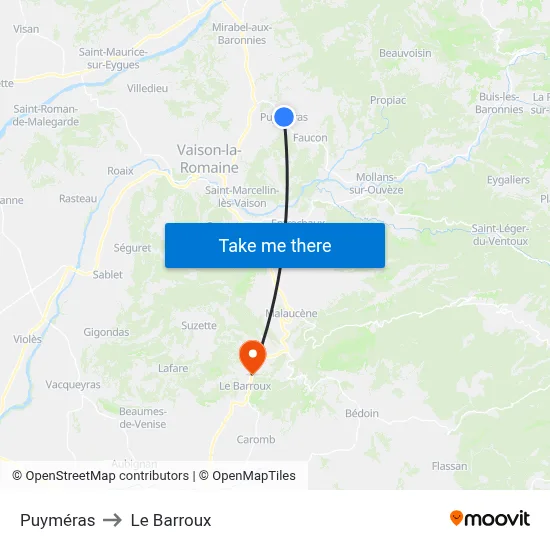Puyméras to Le Barroux map