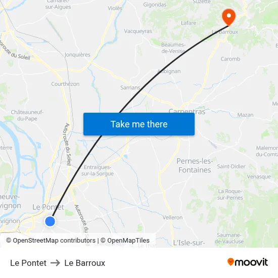 Le Pontet to Le Barroux map