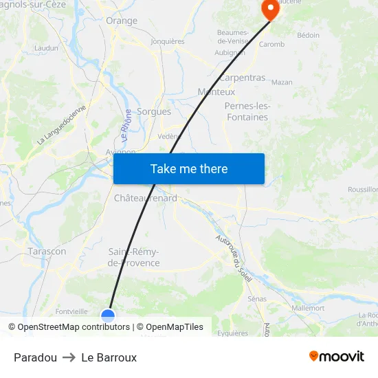 Paradou to Le Barroux map
