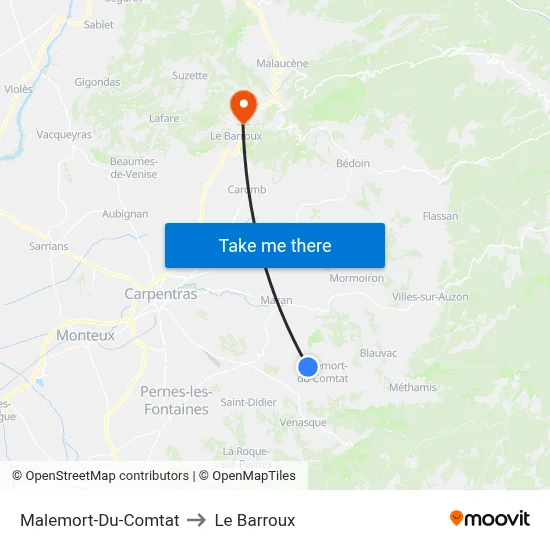 Malemort-Du-Comtat to Le Barroux map