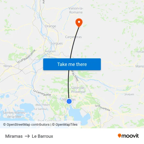 Miramas to Le Barroux map