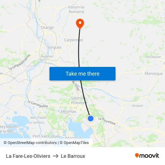 La Fare-Les-Oliviers to Le Barroux map