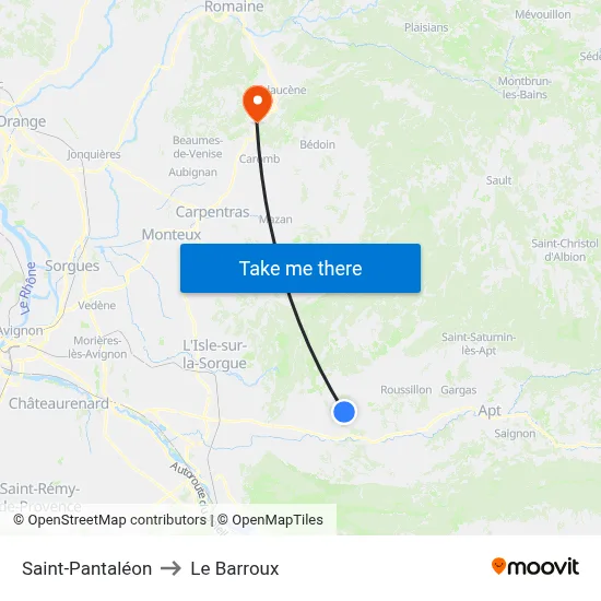 Saint-Pantaléon to Le Barroux map