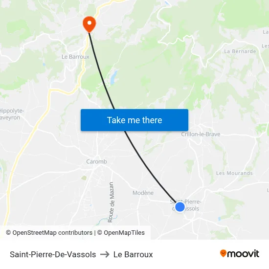 Saint-Pierre-De-Vassols to Le Barroux map
