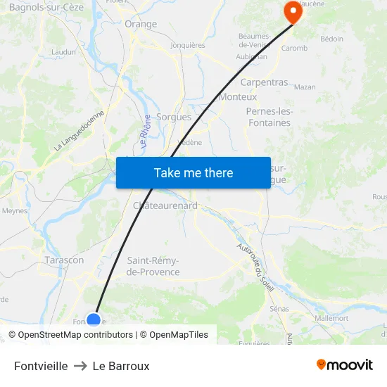 Fontvieille to Le Barroux map