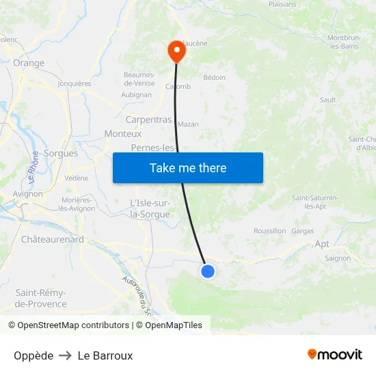Oppède to Le Barroux map