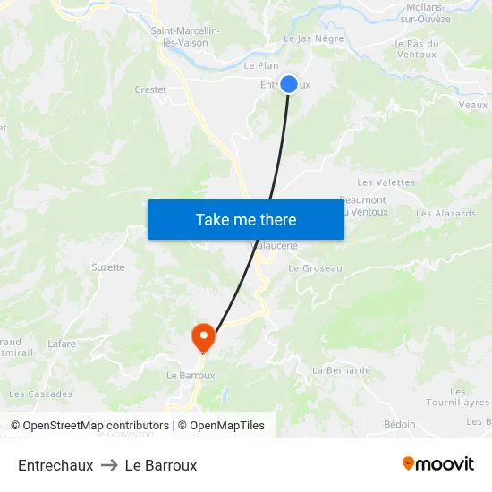 Entrechaux to Le Barroux map