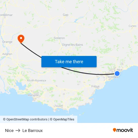Nice to Le Barroux map