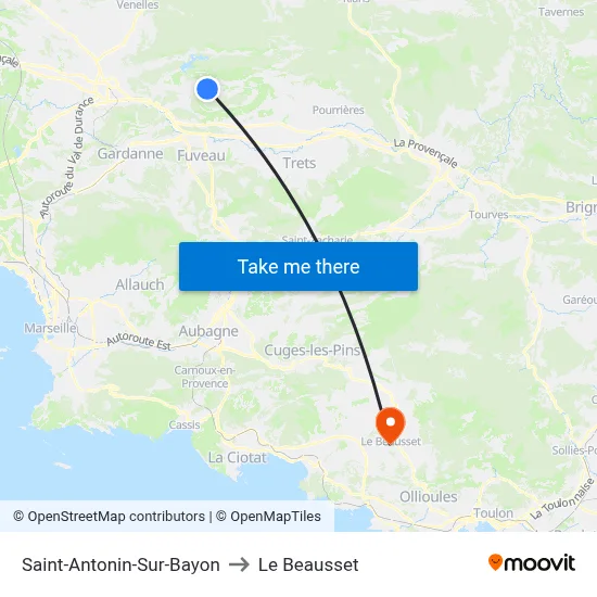 Saint-Antonin-Sur-Bayon to Le Beausset map