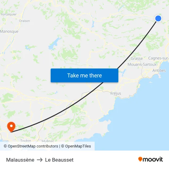 Malaussène to Le Beausset map