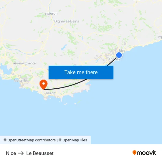 Nice to Le Beausset map