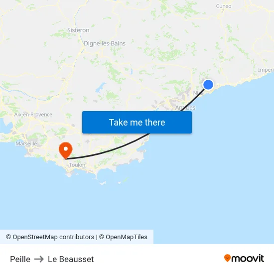 Peille to Le Beausset map