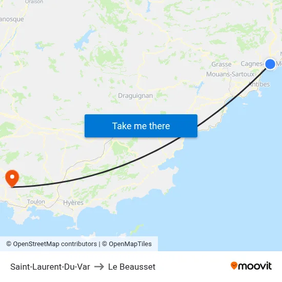 Saint-Laurent-Du-Var to Le Beausset map