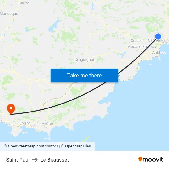 Saint-Paul to Le Beausset map