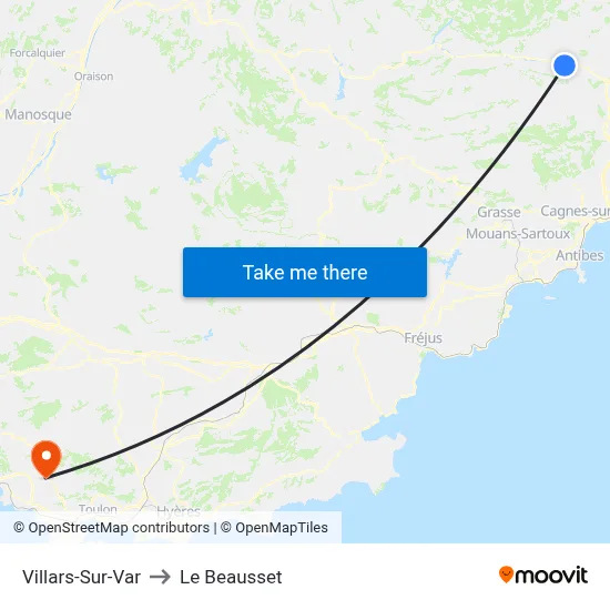 Villars-Sur-Var to Le Beausset map
