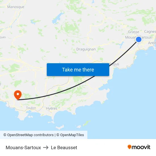 Mouans-Sartoux to Le Beausset map