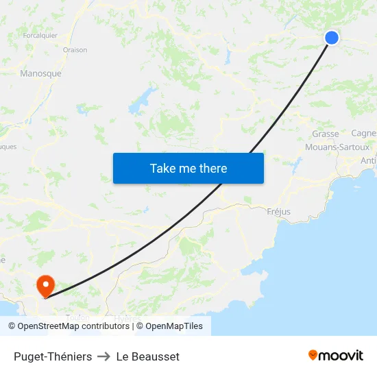 Puget-Théniers to Le Beausset map