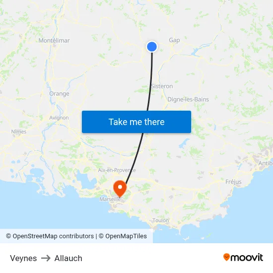 Veynes to Allauch map