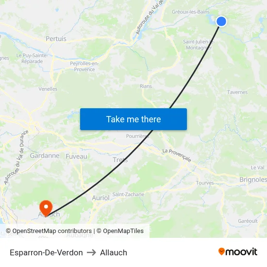 Esparron-De-Verdon to Allauch map