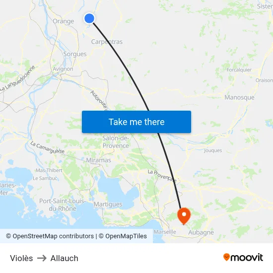 Violès to Allauch map