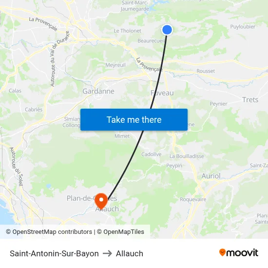 Saint-Antonin-Sur-Bayon to Allauch map