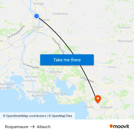 Roquemaure to Allauch map