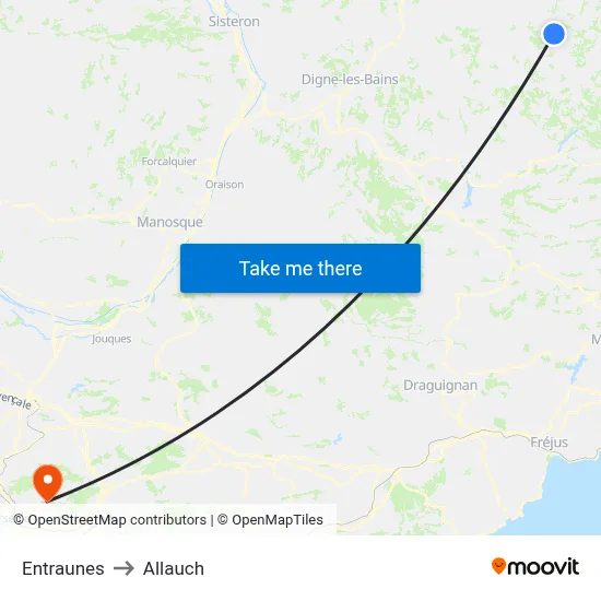 Entraunes to Allauch map