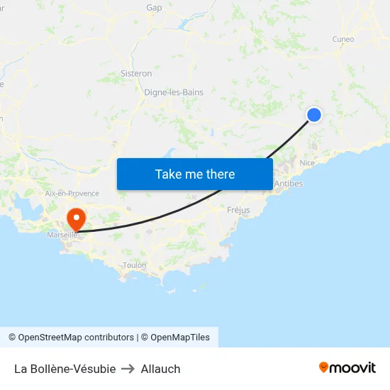 La Bollène-Vésubie to Allauch map