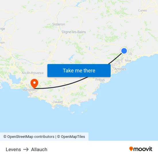 Levens to Allauch map