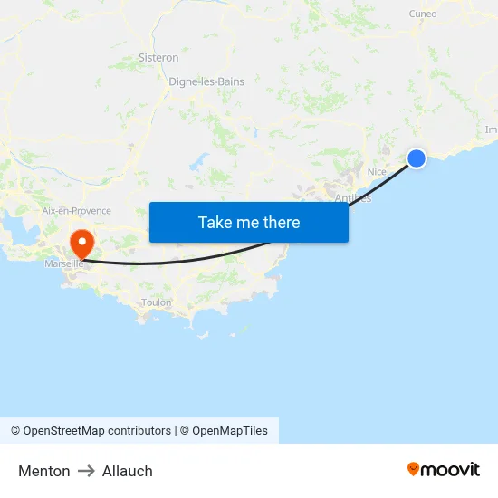 Menton to Allauch map